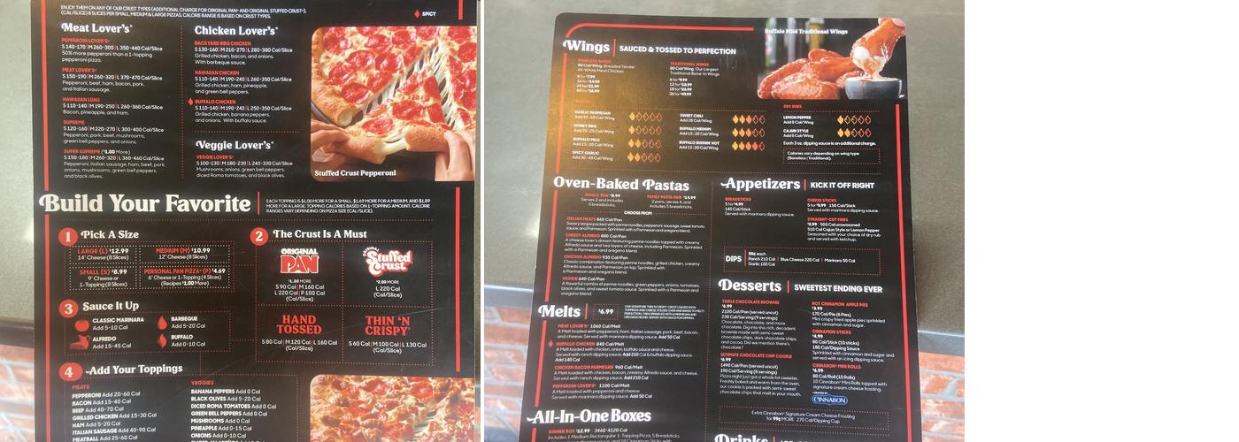 Pizza Hut Menu