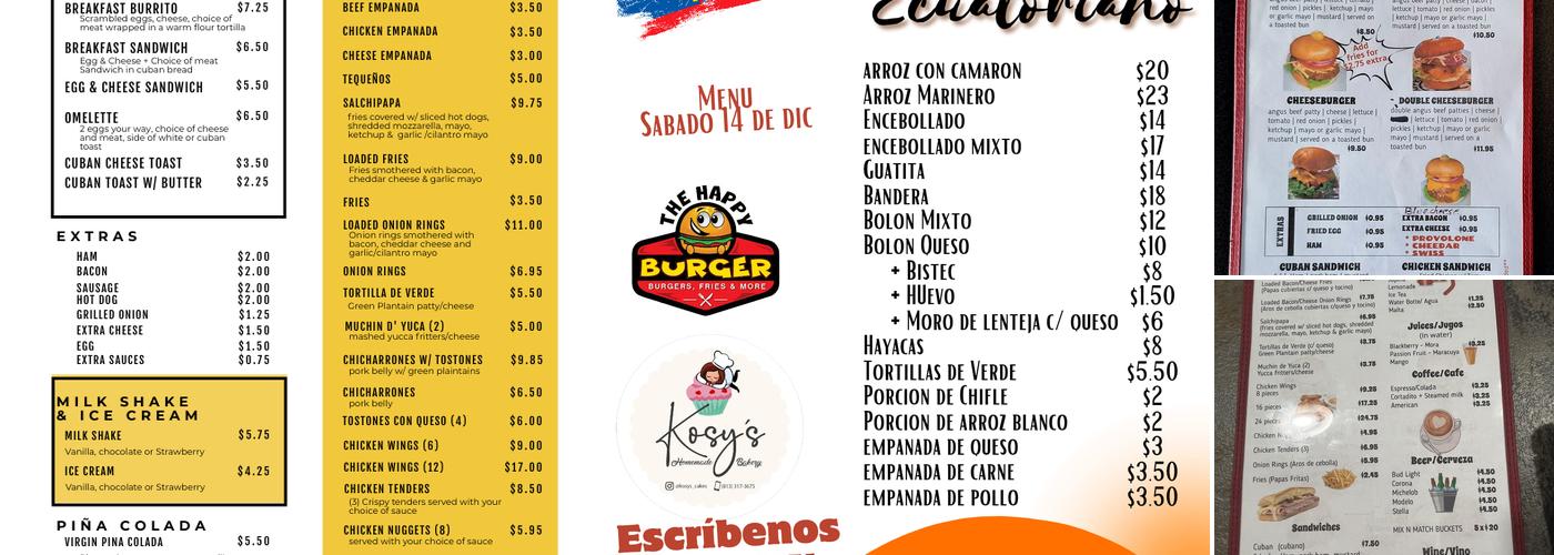 The Happy Burger Menu