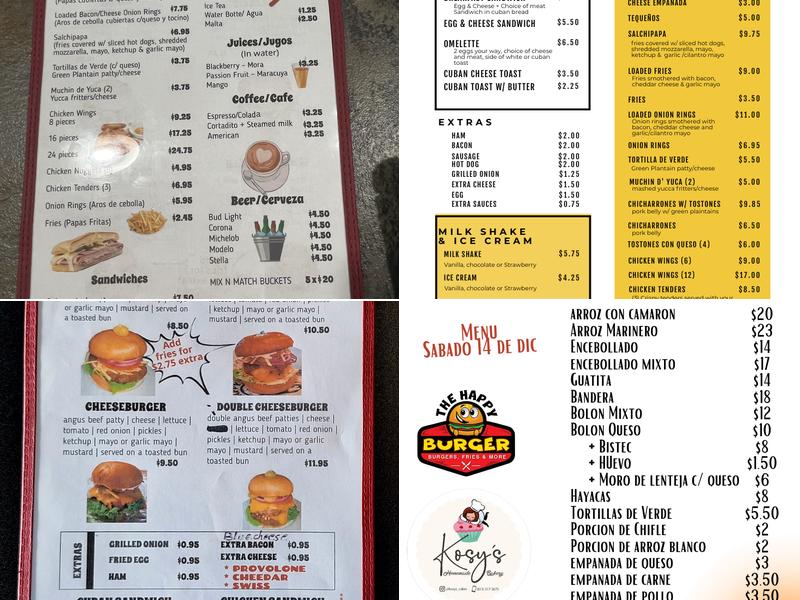 The Happy Burger Menu