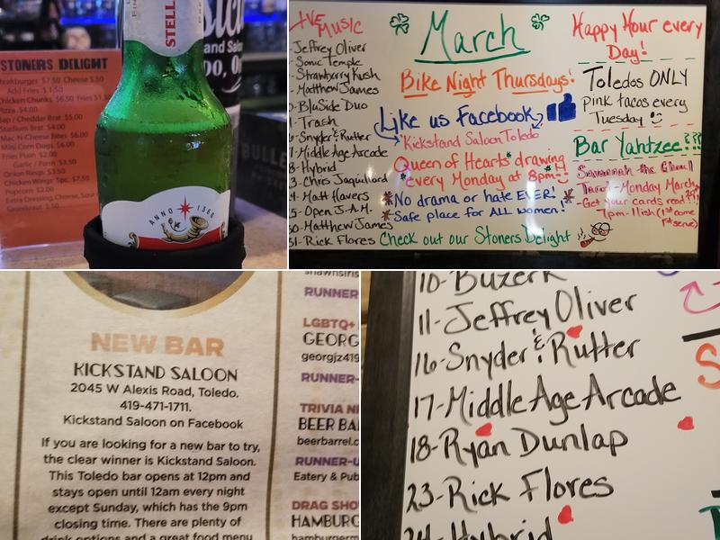 Kickstand Saloon Menu