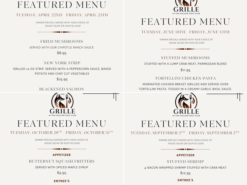 The Grille at Fox Hollow Menu
