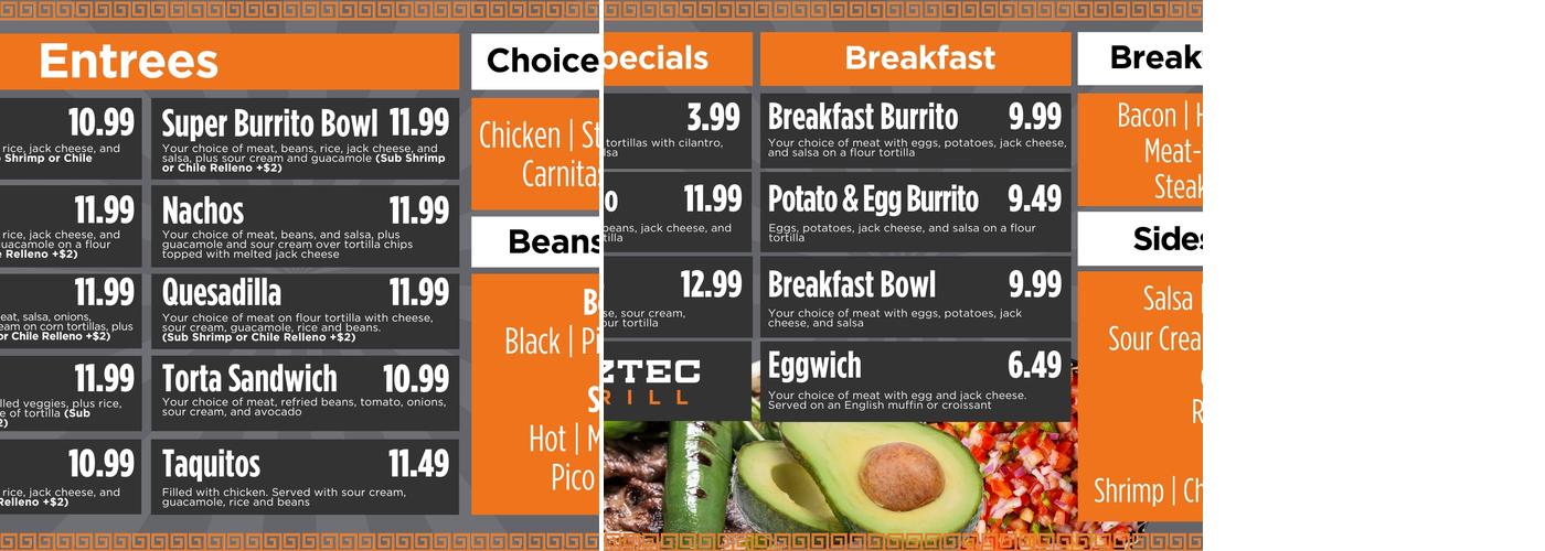 Aztec Grill Menu