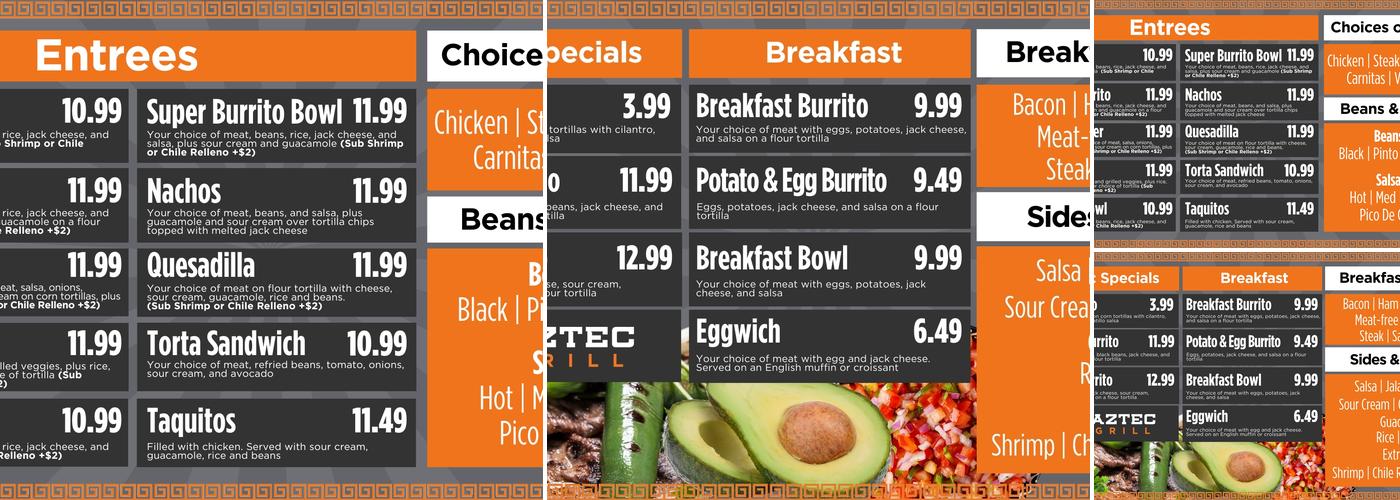 Aztec Grill Menu