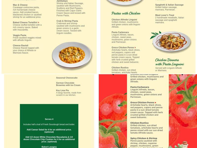 Sarina's Italian Kitchen Menu