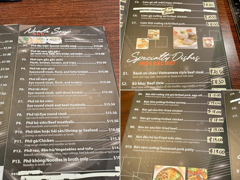 My Phở Menu