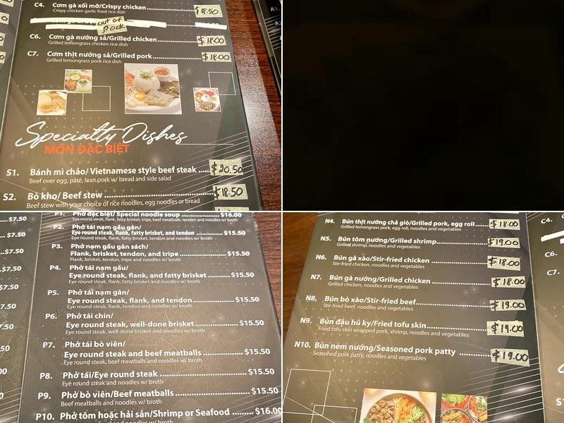 My Phở Menu
