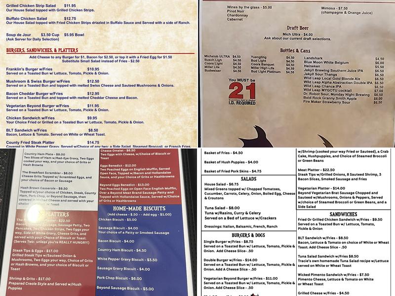 Franklins for Breakfast Menu