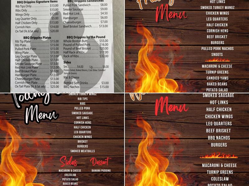 BBQ Drippins Menu