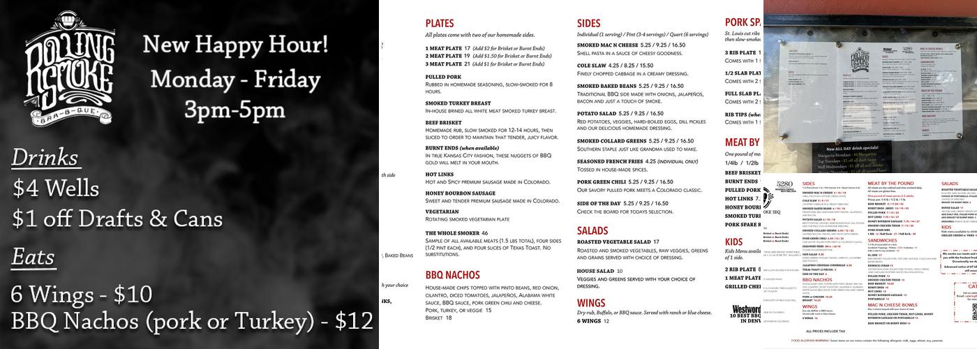 Rolling Smoke BBQ - Wheat Ridge Menu