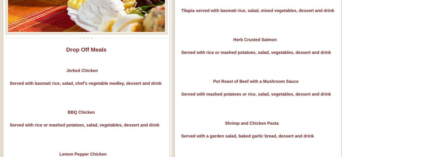 Evangeleen's Catering Menu