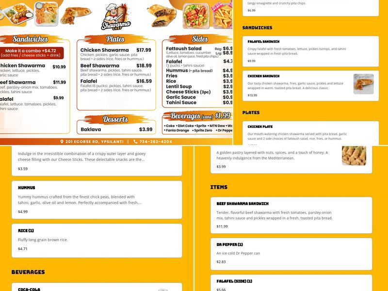 Shawarma Chef Menu