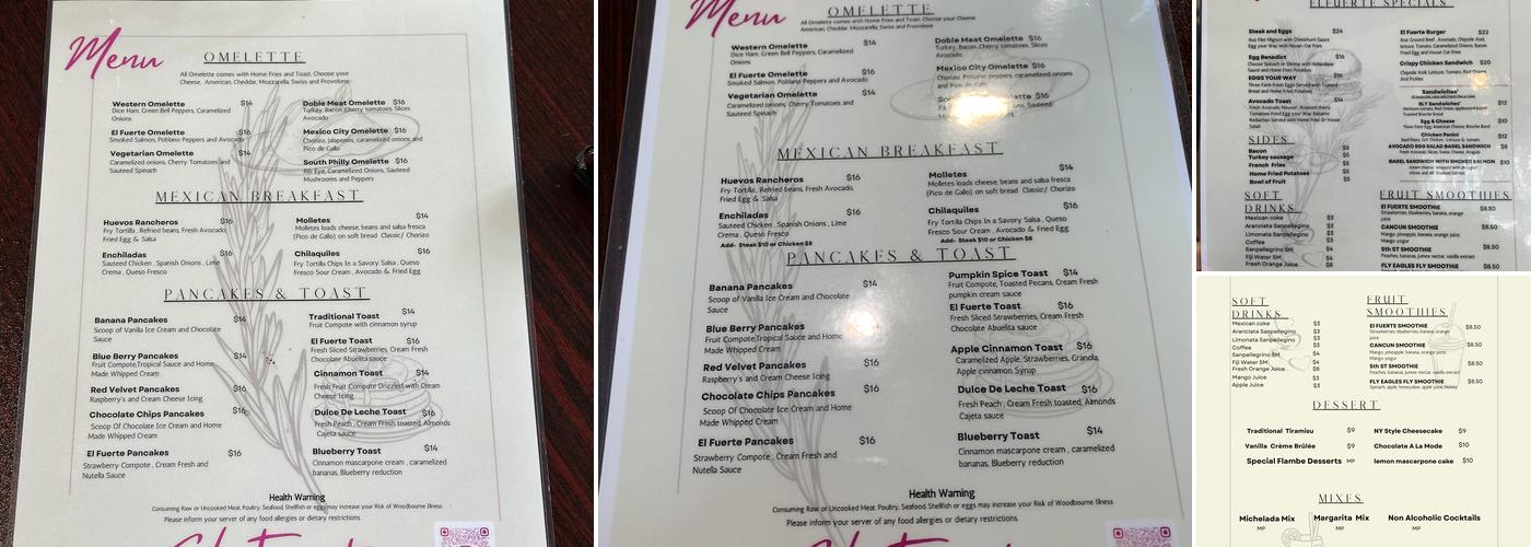 El Fuerte de Loreto Philly Menu