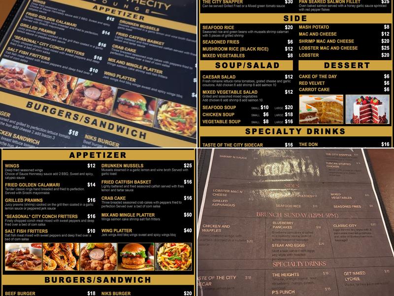 Taste of the City Lounge Menu