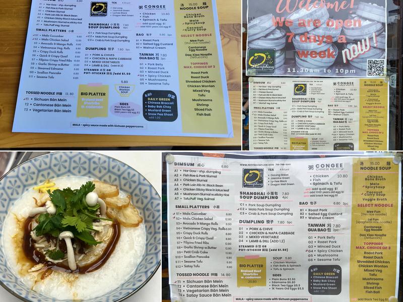 Petite Dumpling Menu