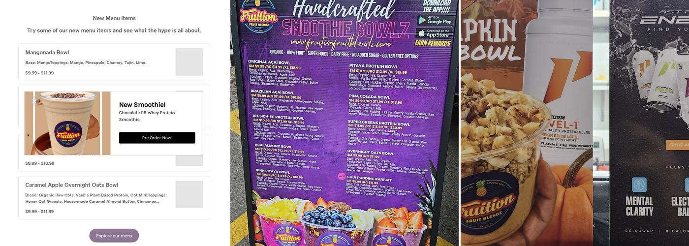 Fruition Fruit Blendz Menu