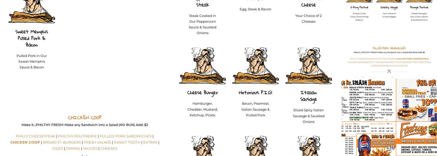Philthy Philly's Windsor Menu