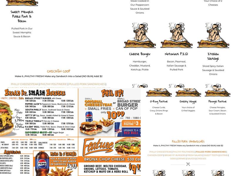 Philthy Philly's Windsor Menu