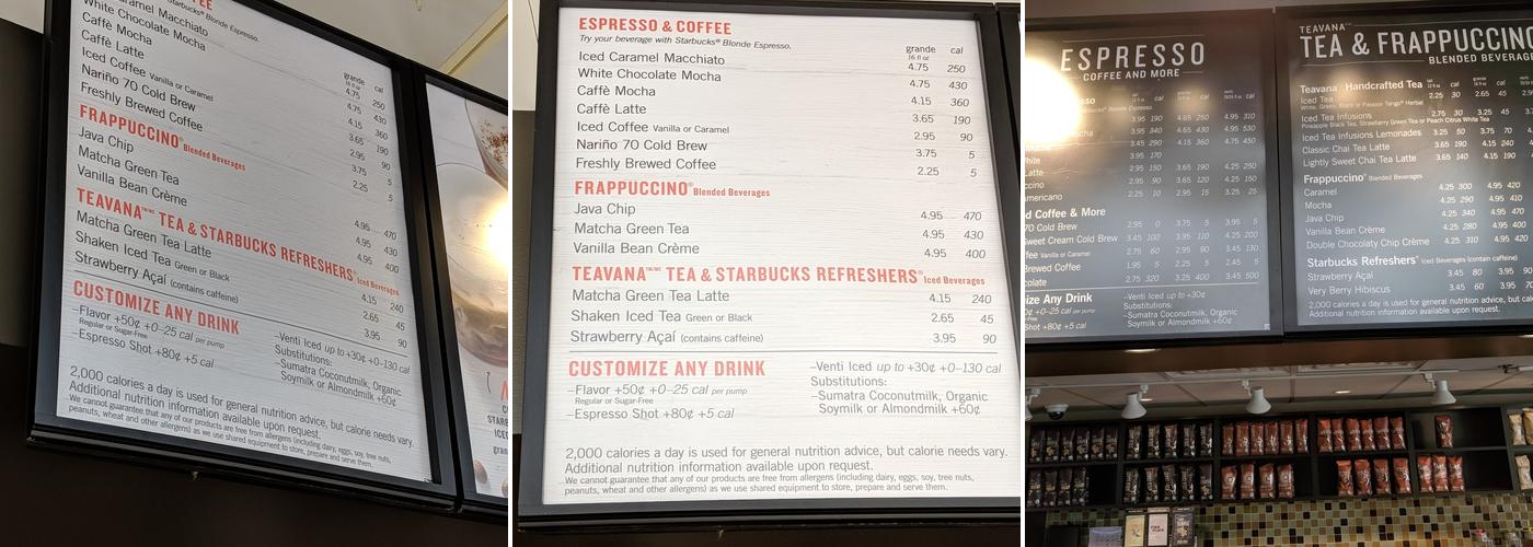 Starbucks Menu