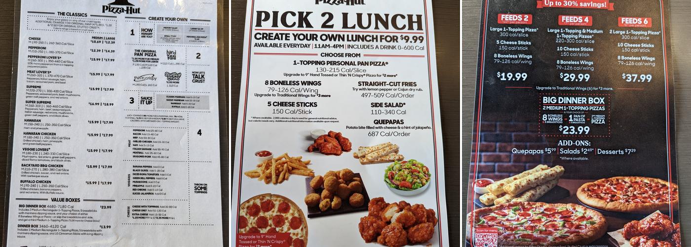 Pizza Hut Menu