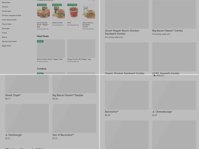 Wendy's Menu