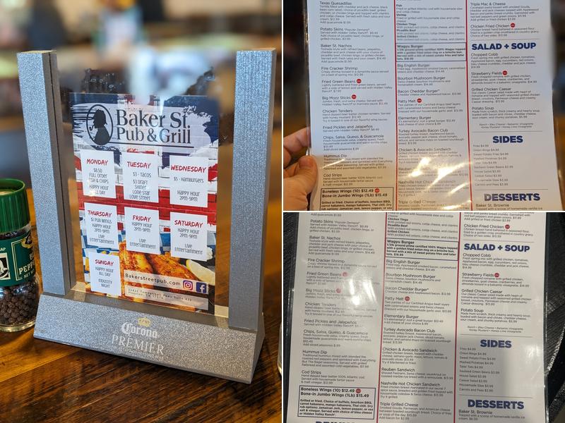 Baker St. Pub & Grill Menu