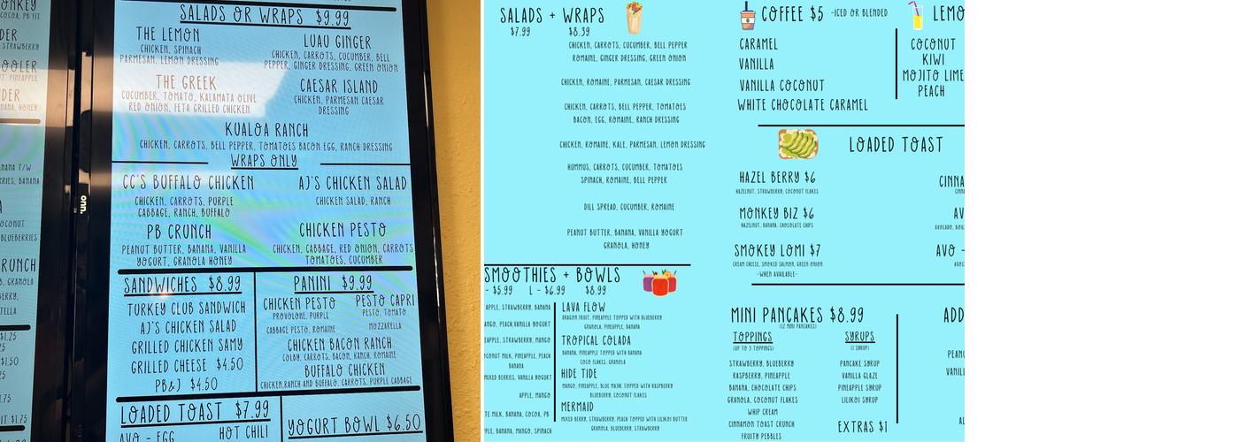 Ono Grindz Menu