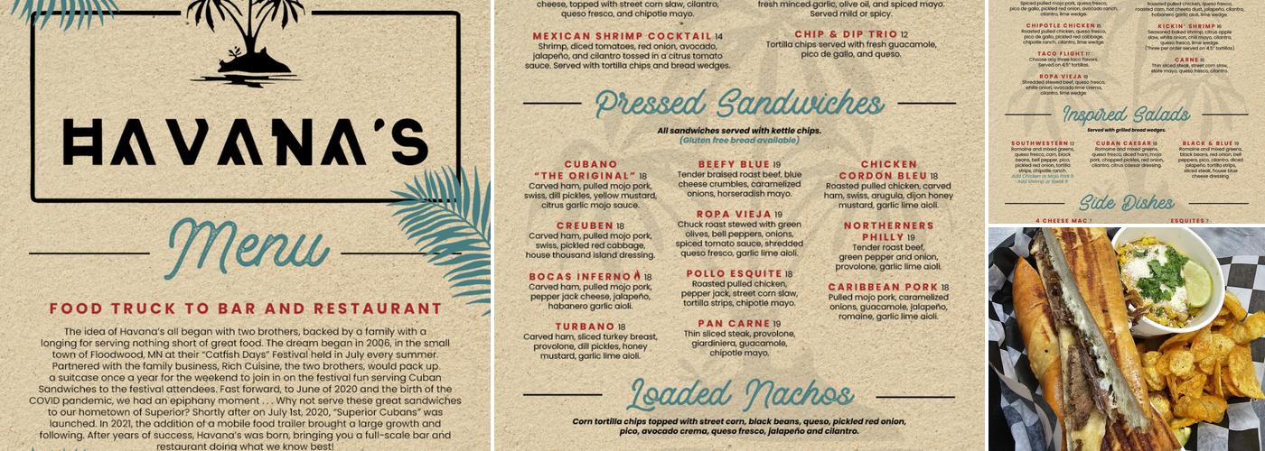 Havanas Menu
