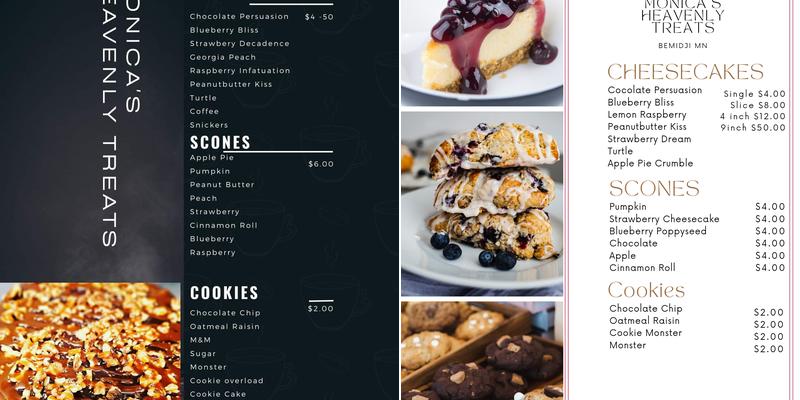 Monica's Heavenly Treats Menu