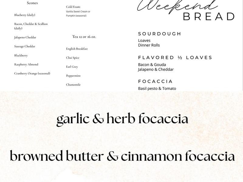 Sweet Beard Bakehouse Menu