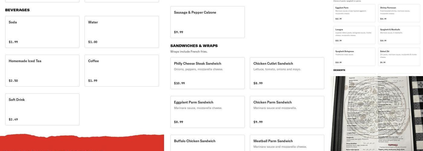 Mozza Pizza Restaurant Menu