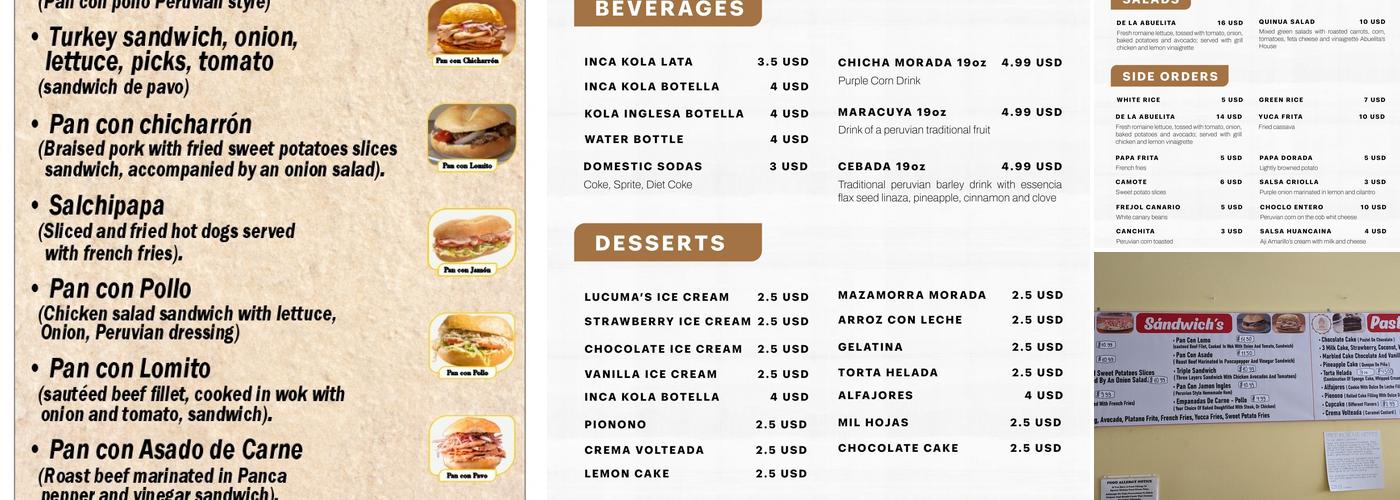 Abuelita’s House Pastries & Peruvian Food Menu