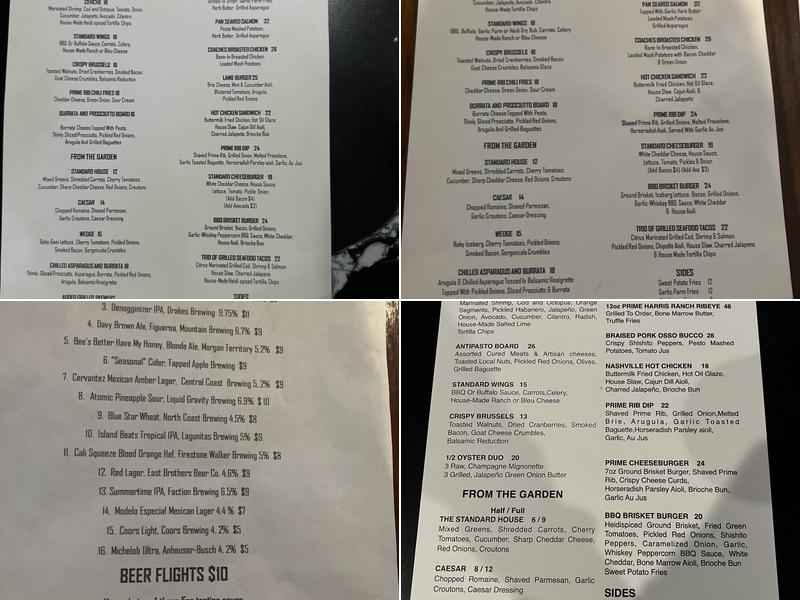The Standard Pub Menu