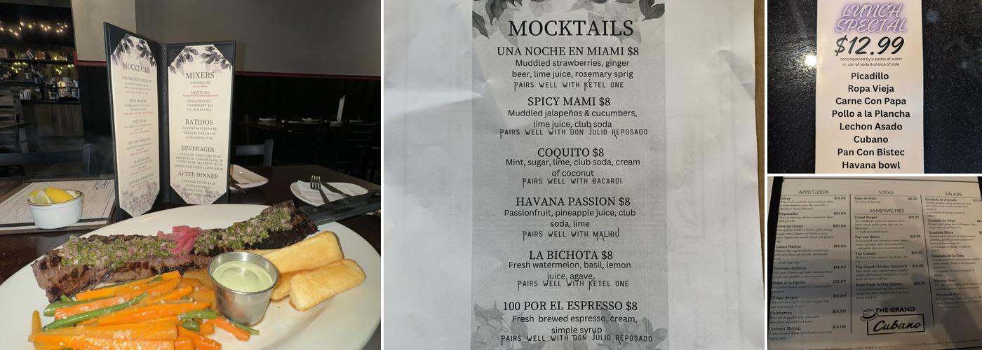 The Grand Cubano Menu