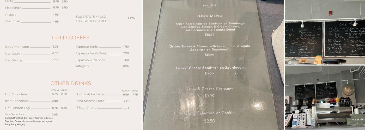 Haven Brews Menu
