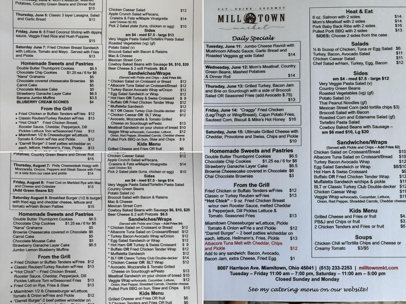 Mill Town Market Menu