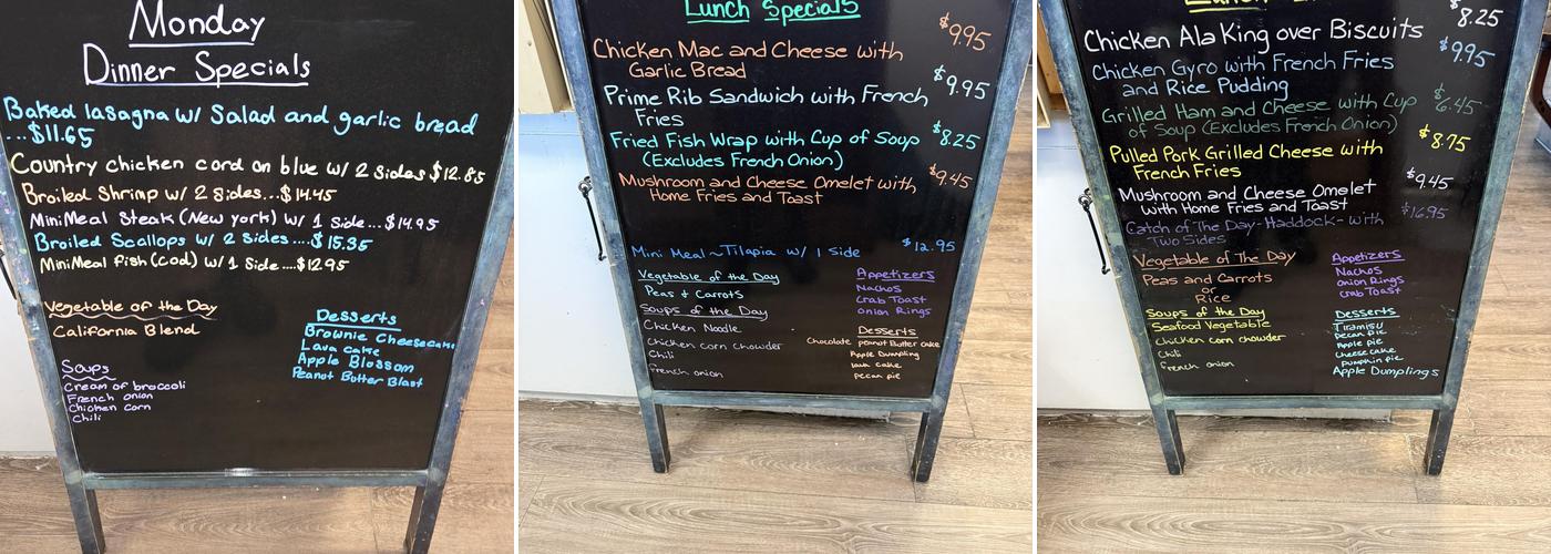 Windmill Gift Shop Menu