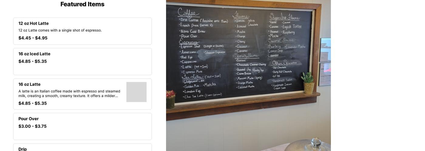 Know Better Coffee Menu