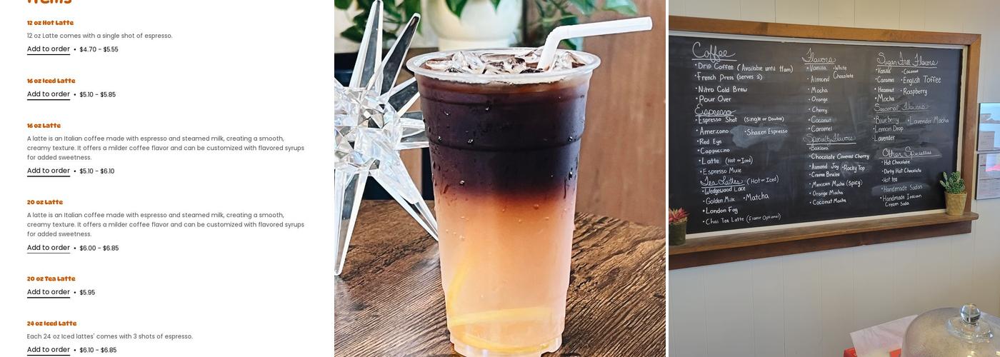 Know Better Coffee Menu