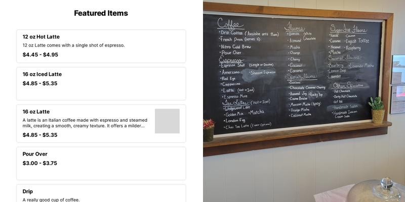 Know Better Coffee Menu