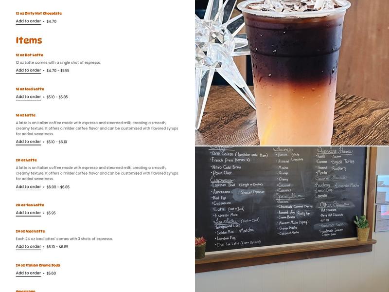 Know Better Coffee Menu