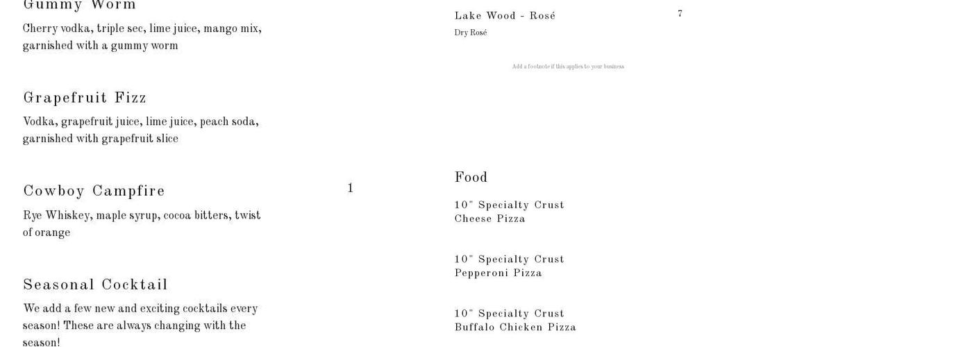 Hop Notch Brewing Co. Menu