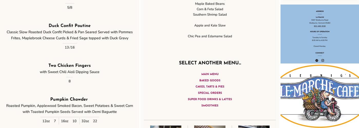 Le Marche Menu