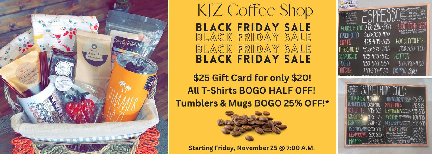 KJ'Z Coffee & Sweet Shop Menu