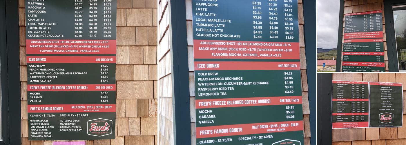 Fred's Coffee & Donuts Menu