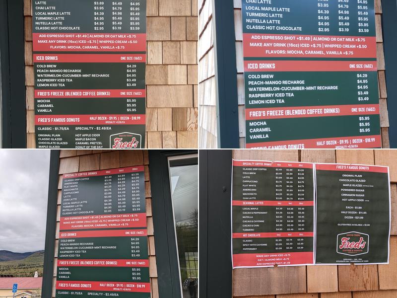 Fred's Coffee & Donuts Menu