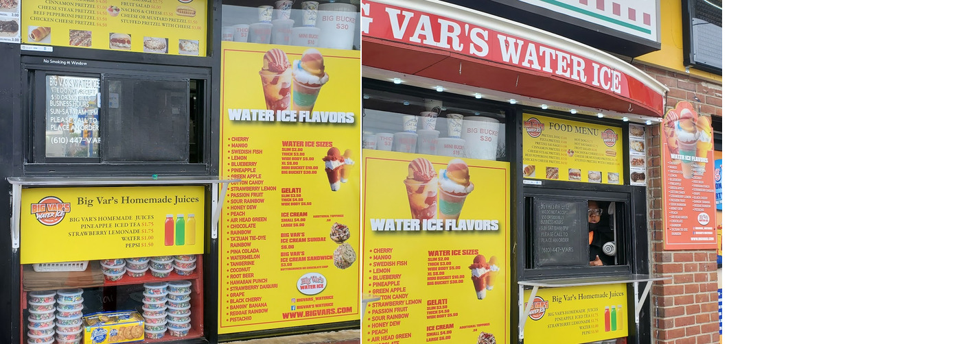 Big Var's Water Ice Menu