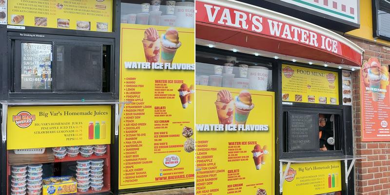 Big Var's Water Ice Menu
