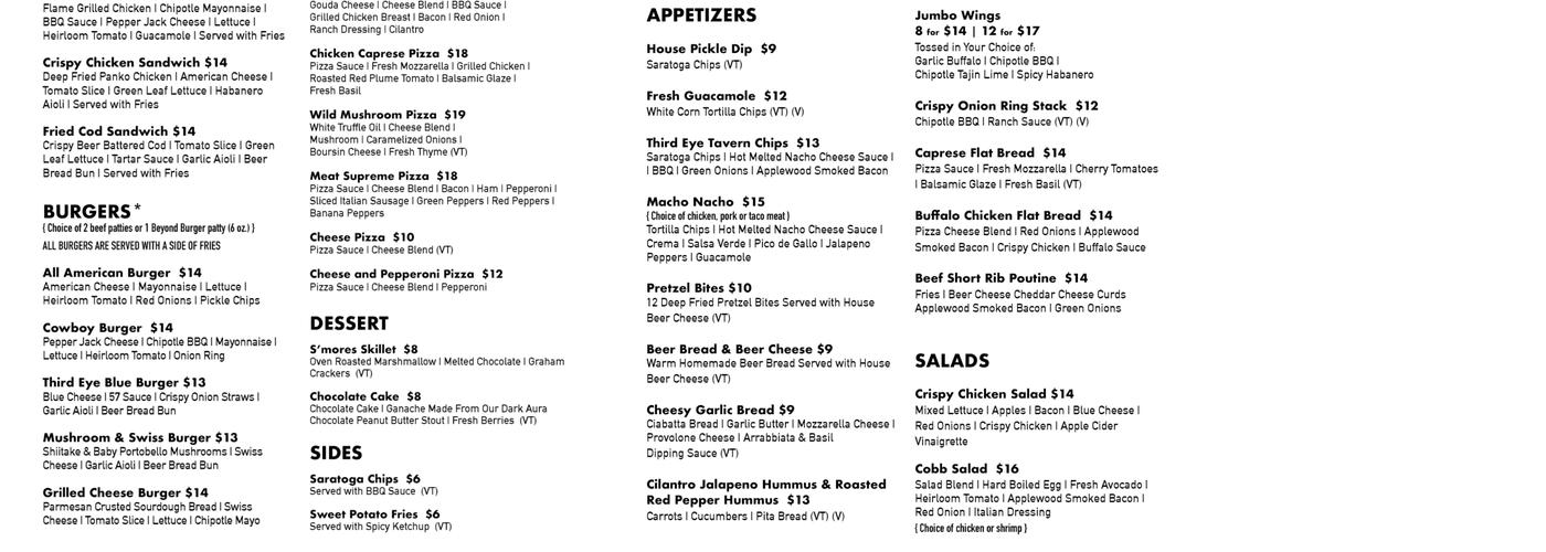 Third Eye Brewing Company Menu