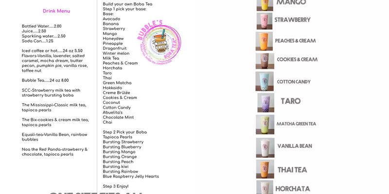 Bubble’s Boba Tea Menu