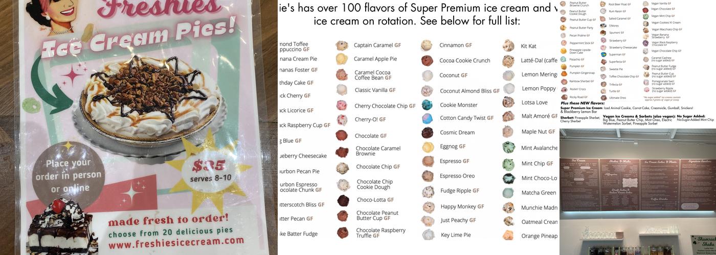 Freshie's Ice Cream & Soda Fountain Menu